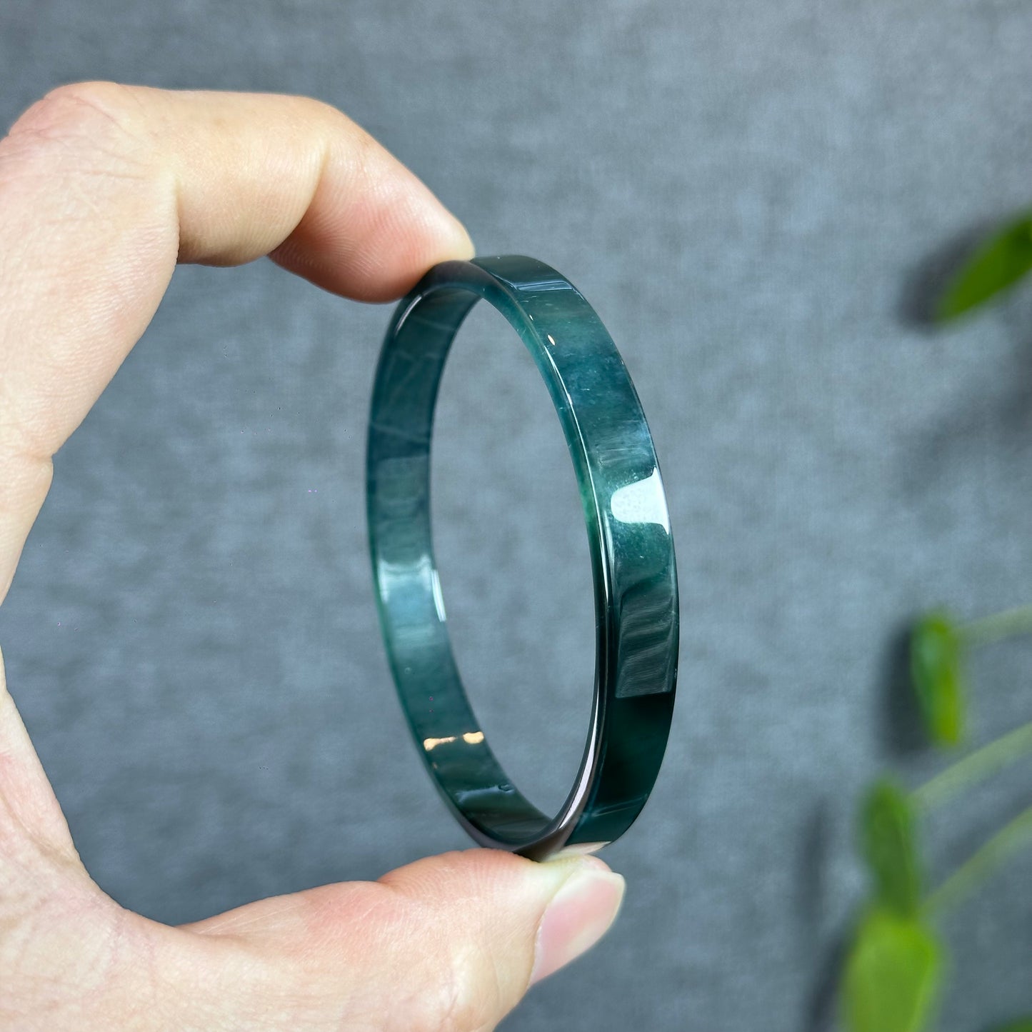 Water Blue Natural Jadeite Jade Bangle Square Style Size 57.5 mm