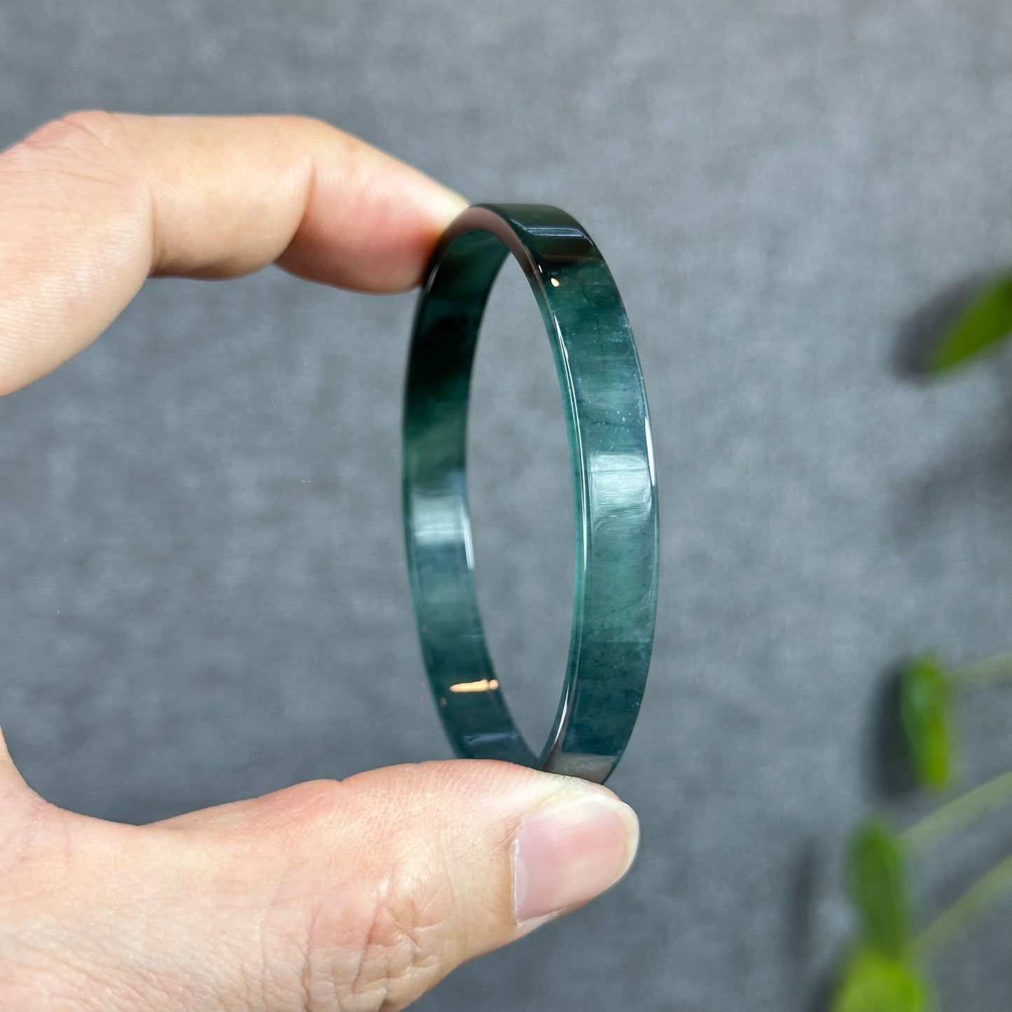 Water Blue Natural Jadeite Jade Bangle Square Style Size 57.5 mm