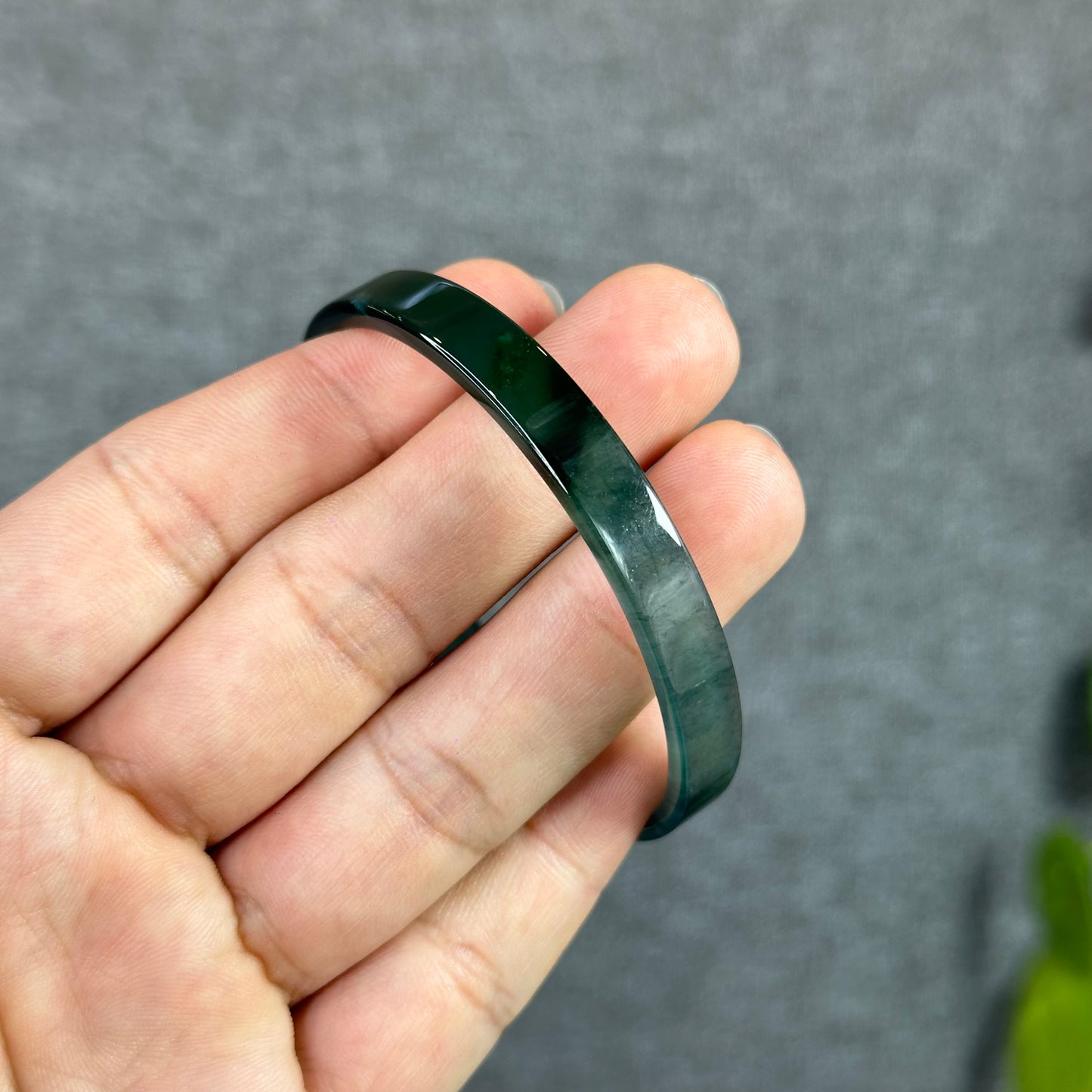 Water Blue Natural Jadeite Jade Bangle Square Style Size 57.5 mm