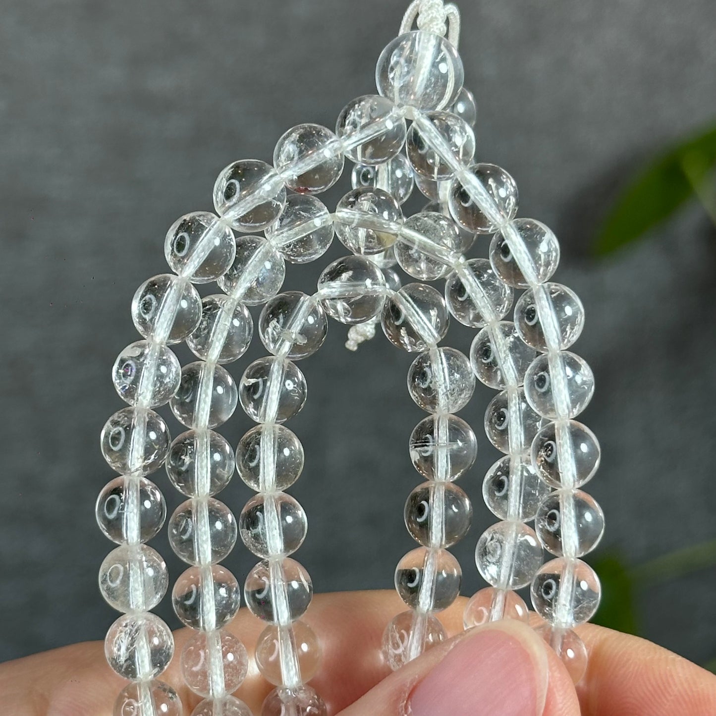 Natural Clear Quartz VIP Translucent 108 Bead Triple Wrap Bracelet Size 6.5 mm