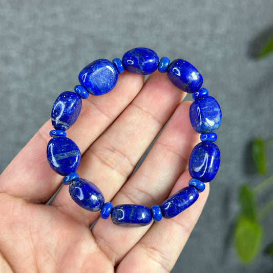 Natural Lapis Lazuli Custom Bracelet, Nugget & Chicklet Bead Mix