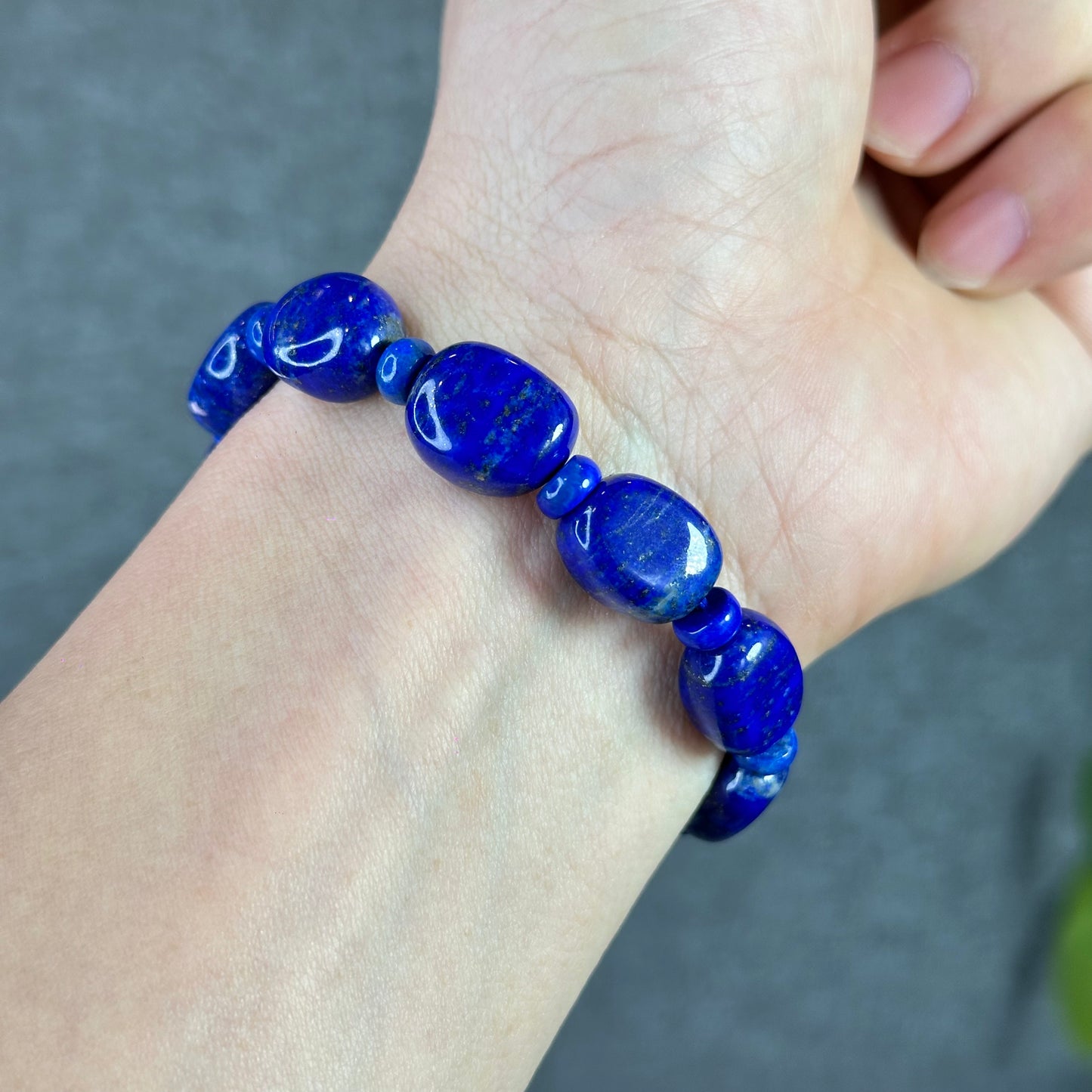 Natural Lapis Lazuli Custom Bracelet, Nugget & Chicklet Bead Mix