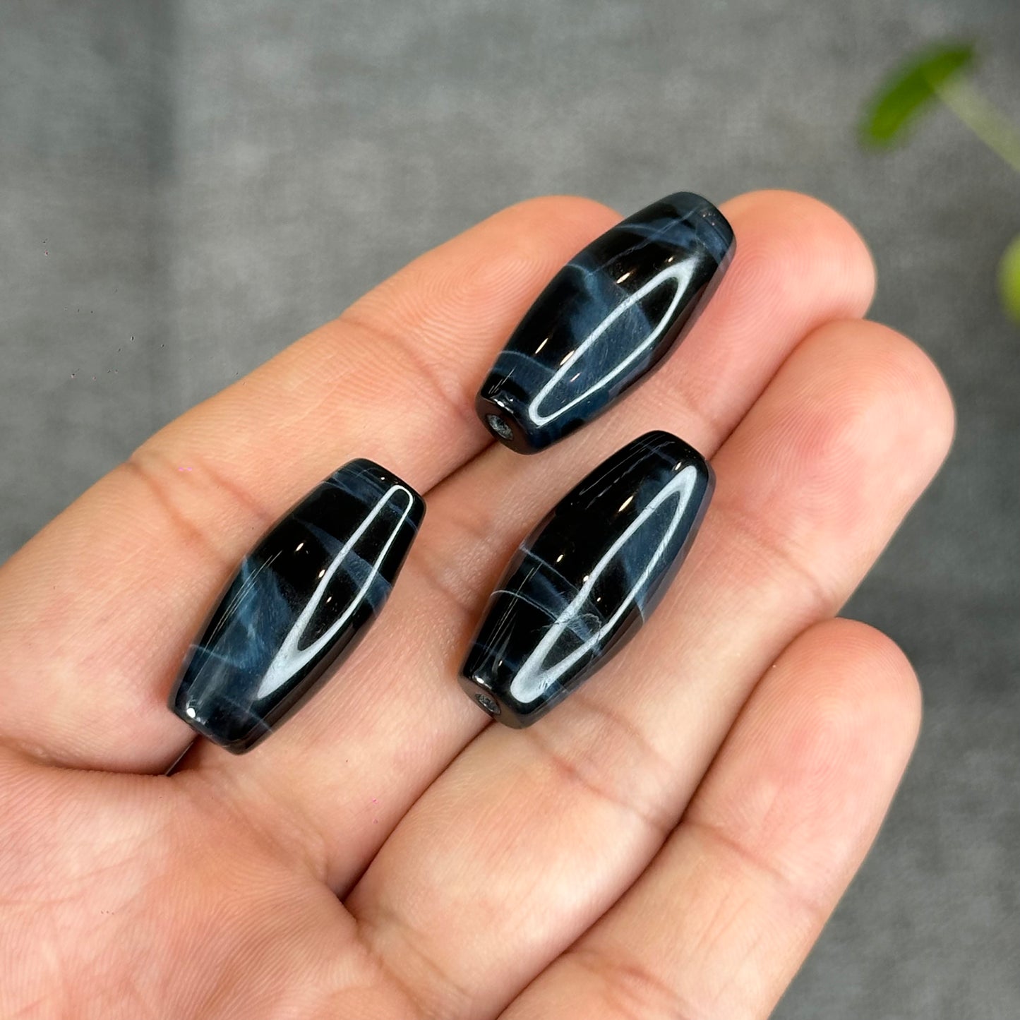 High Quality Natural Blue Tiger Eye Stone Barrel  Charm