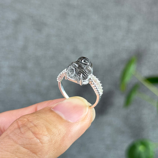 Fox Ho Ly Natural Black Rutilated Quartz Ring in Silver Size 1.7