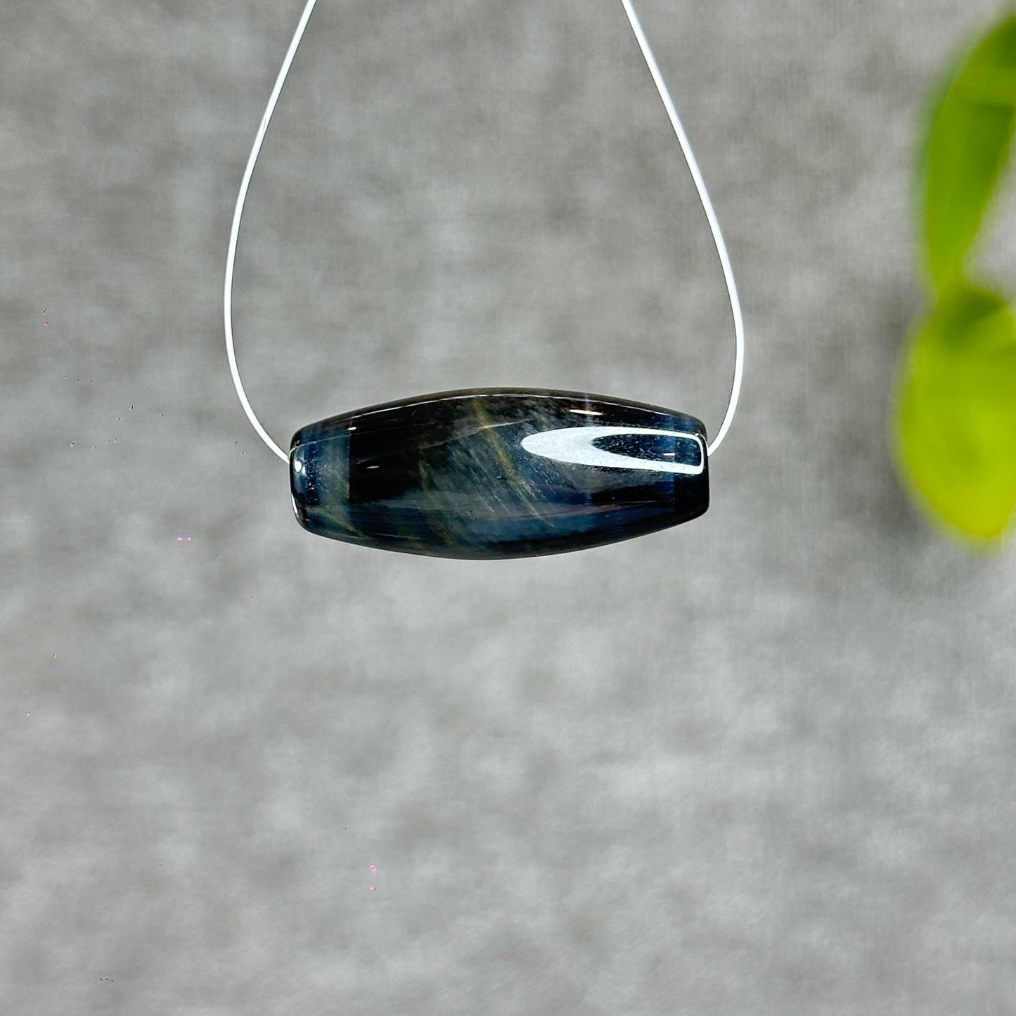Natural Blue Tiger Eye Stone Barrel Charm