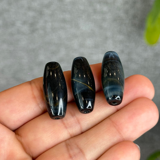 Natural Blue Tiger Eye Stone Barrel  Charm