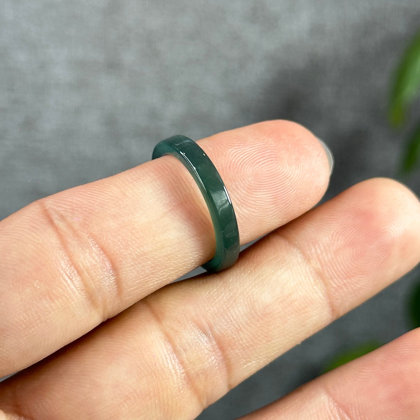 Water Green Natural Jadeite Jade Ring Square Style Size 1.72