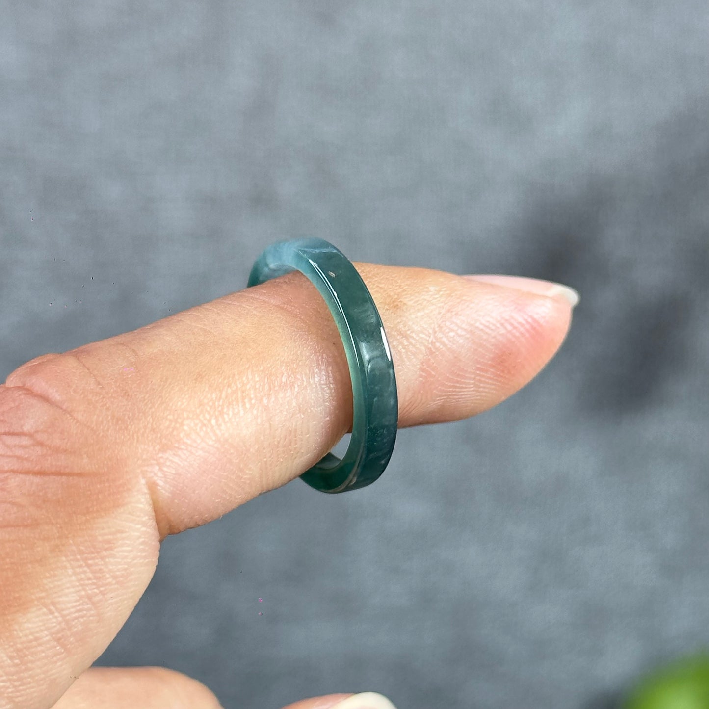 Water Green Natural Jadeite Jade Ring Square Style Size 1.72