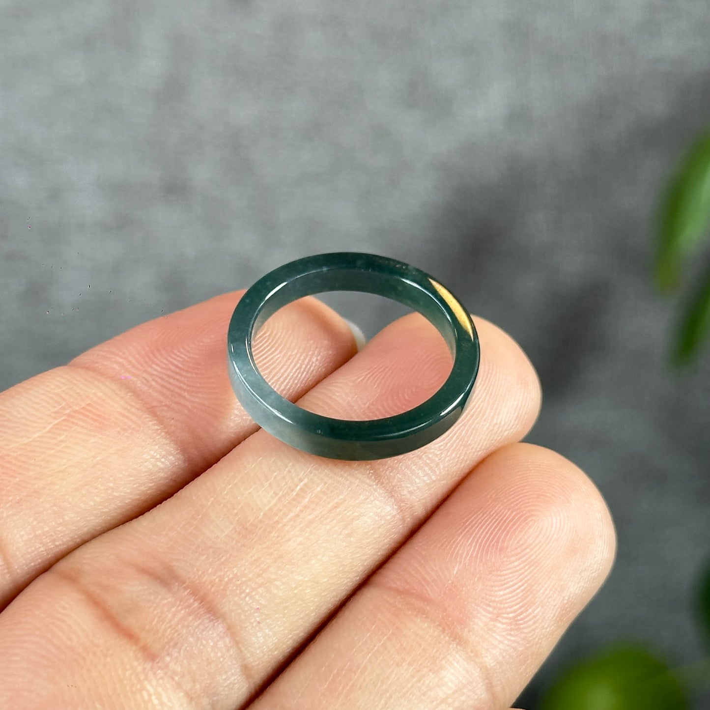 Water Green Natural Jadeite Jade Ring Square Style Size 1.72