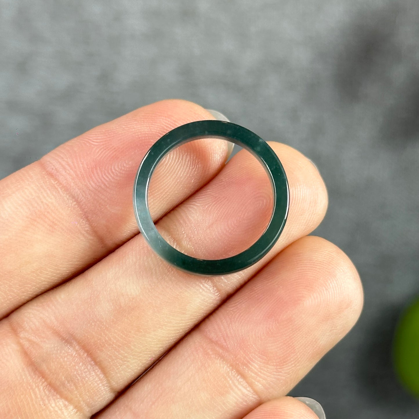 Water Green Natural Jadeite Jade Ring Square Style Size 1.72