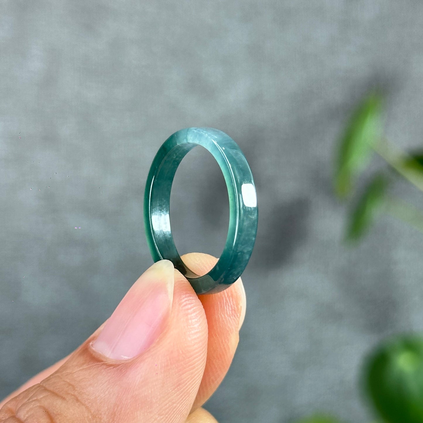 Water Green Natural Jadeite Jade Ring Square Style Size 1.72
