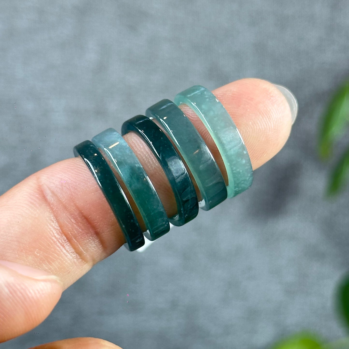 Water Green Natural Jadeite Jade Ring Square Style Size 1.72