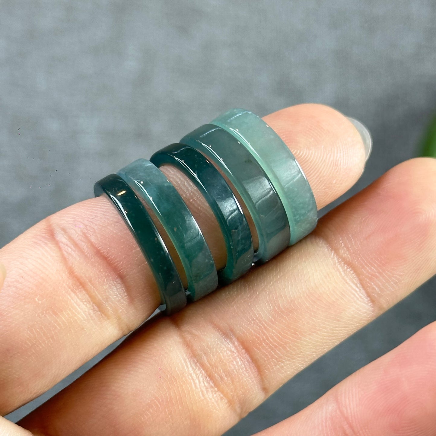 Water Green Natural Jadeite Jade Ring Square Style Size 1.72