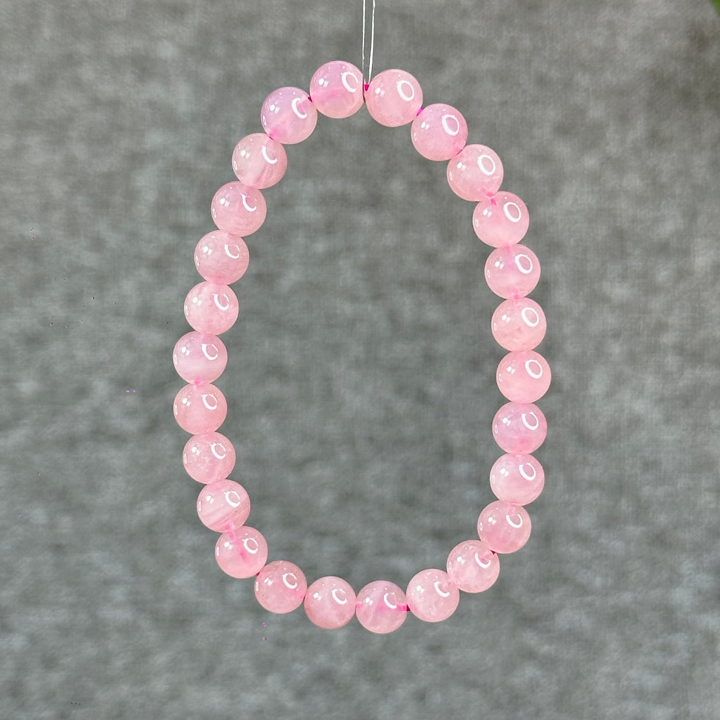 Natural Dark Pink Rose Quarz Bracelet 7-8 mm