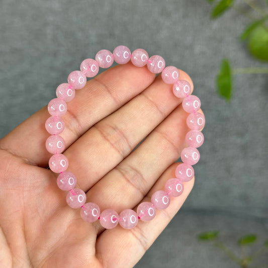 Natural Dark Pink Rose Quarz Bracelet 7-8 mm