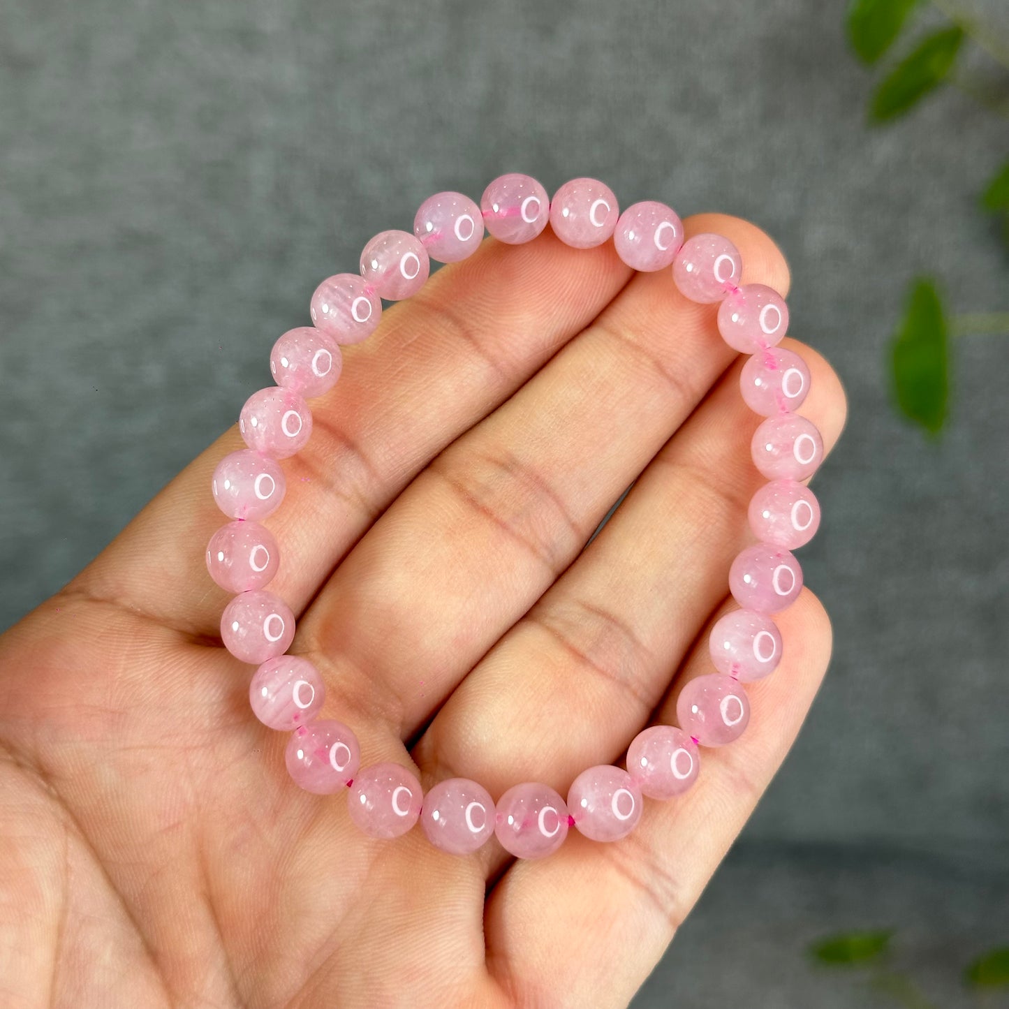 Natural Dark Pink Rose Quarz Bracelet 7-8 mm