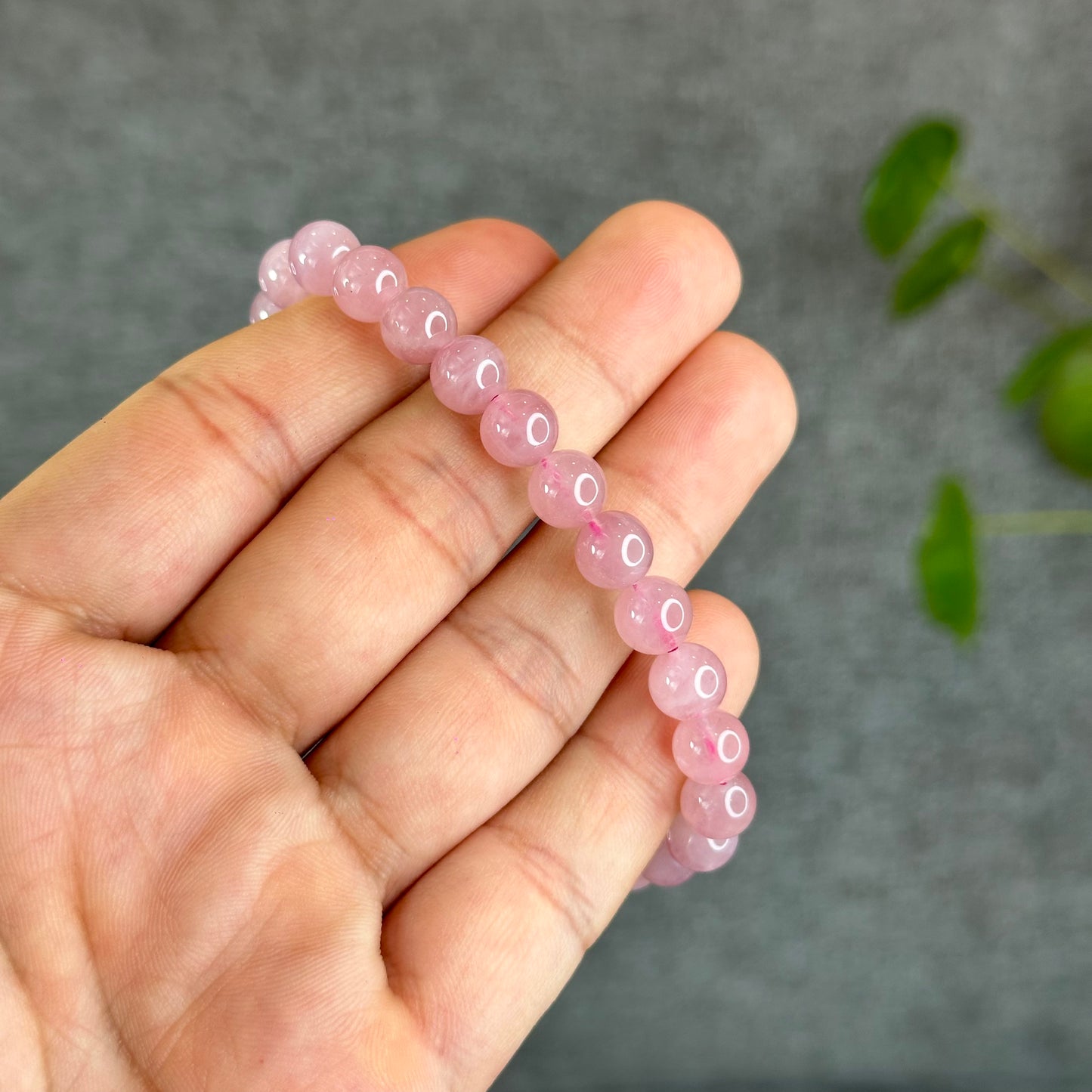 Natural Dark Pink Rose Quarz Bracelet 7-8 mm