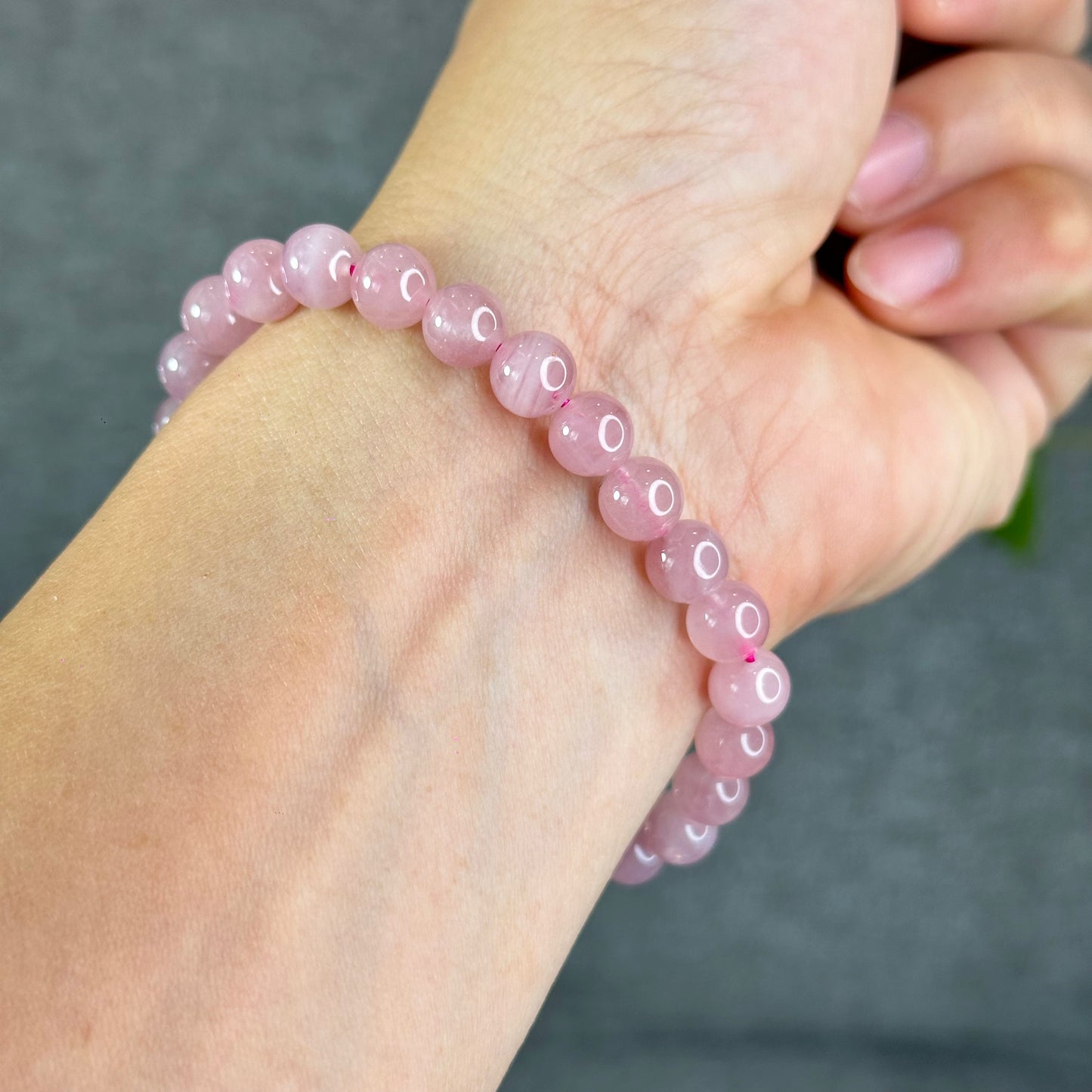Natural Dark Pink Rose Quarz Bracelet 7-8 mm