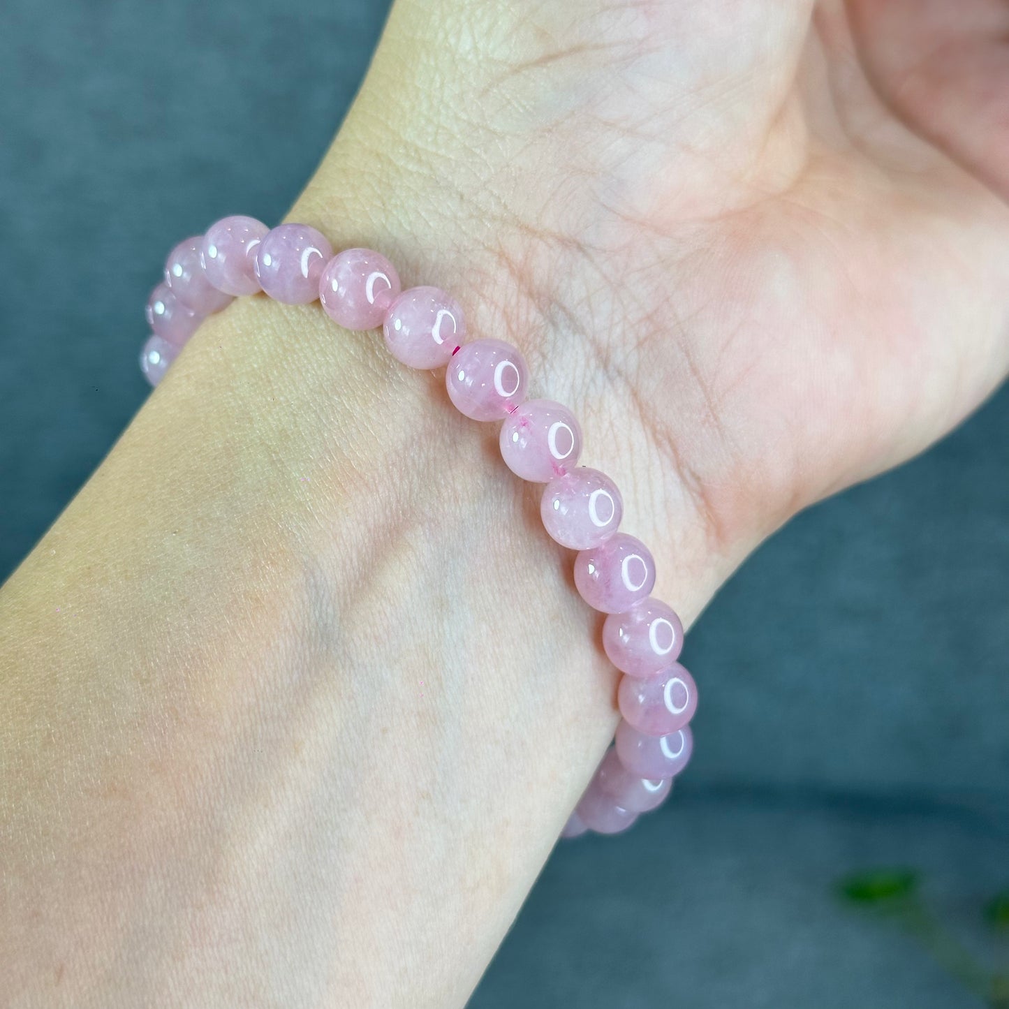 Natural Dark Pink Rose Quarz Bracelet 7-8 mm