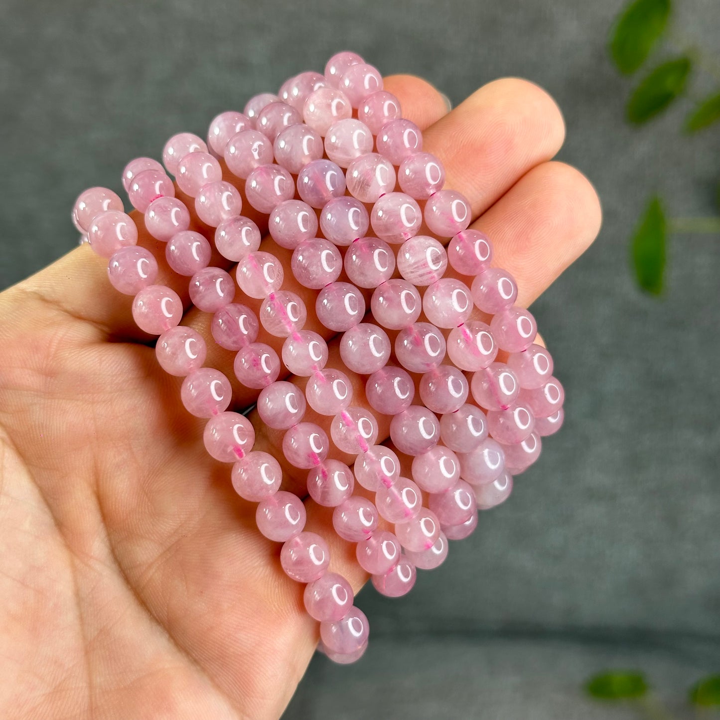 Natural Dark Pink Rose Quarz Bracelet 7-8 mm