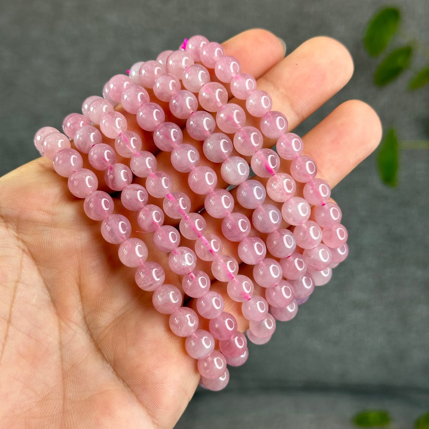 Natural Dark Pink Rose Quarz Bracelet 7-8 mm