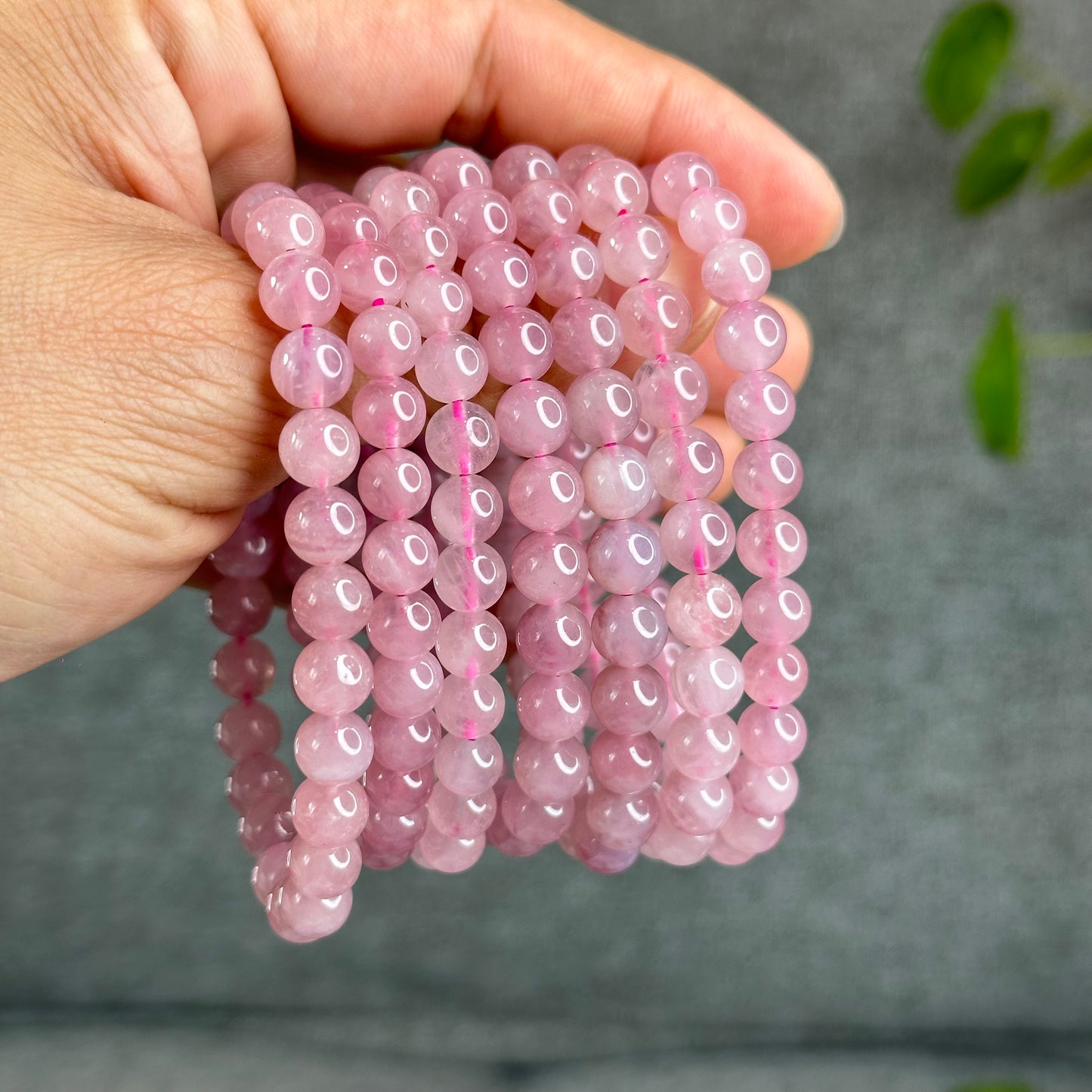 Natural Dark Pink Rose Quarz Bracelet 7-8 mm