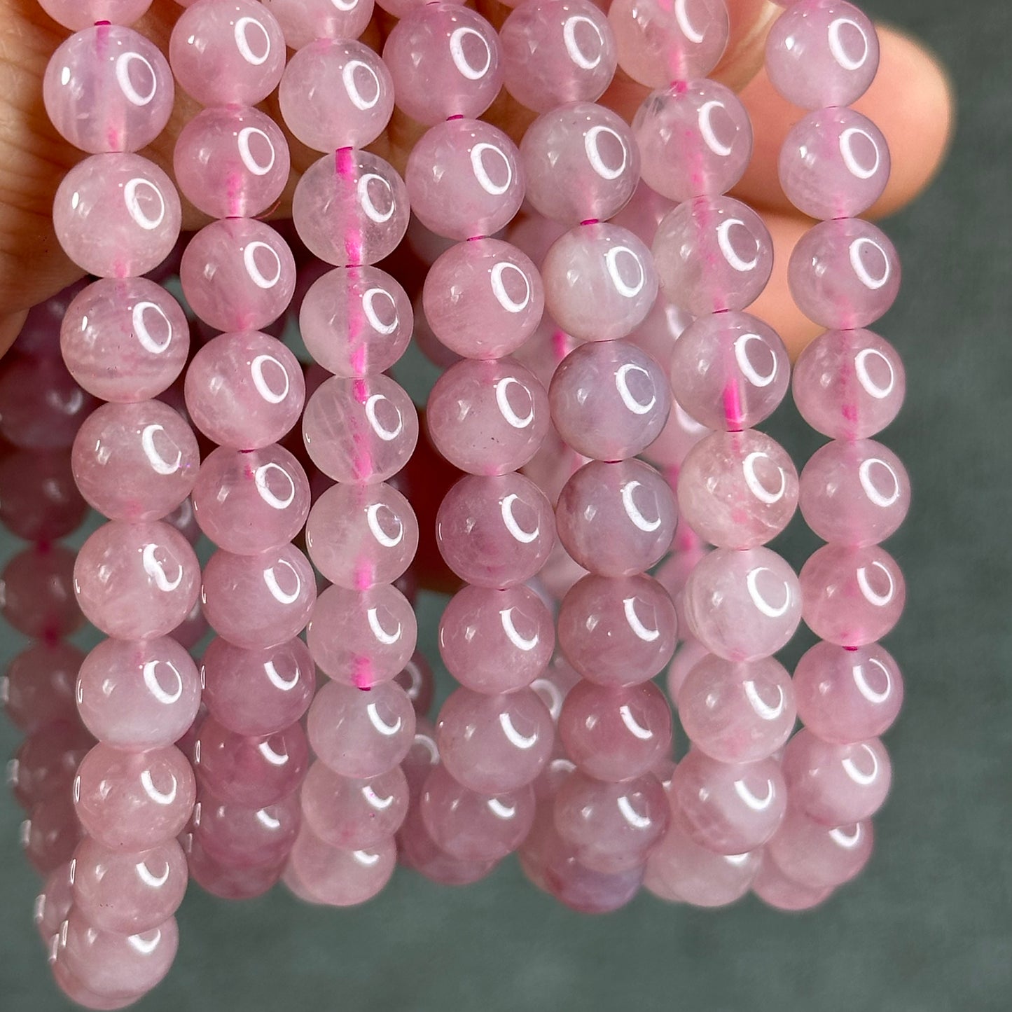 Natural Dark Pink Rose Quarz Bracelet 7-8 mm