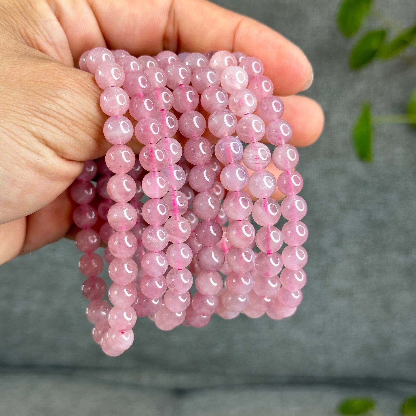 Natural Dark Pink Rose Quarz Bracelet 7-8 mm