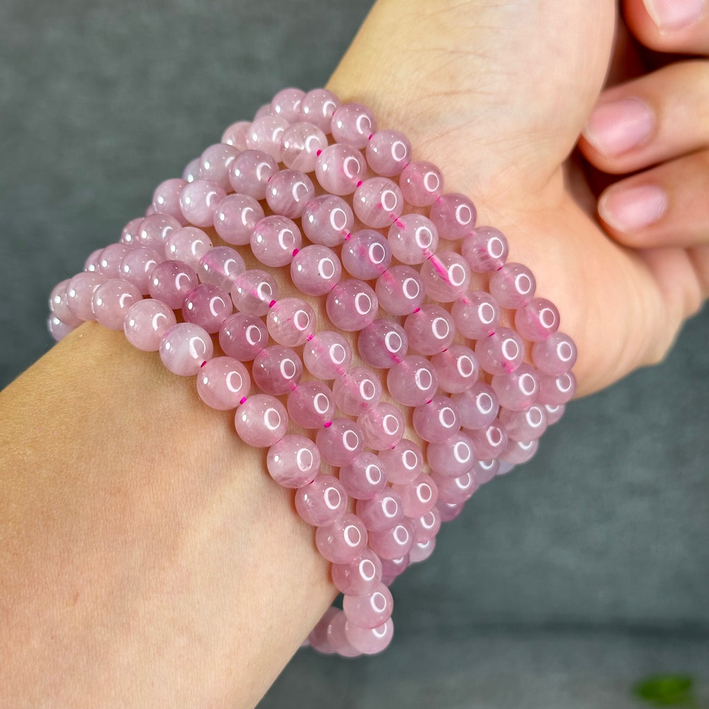 Natural Dark Pink Rose Quarz Bracelet 7-8 mm
