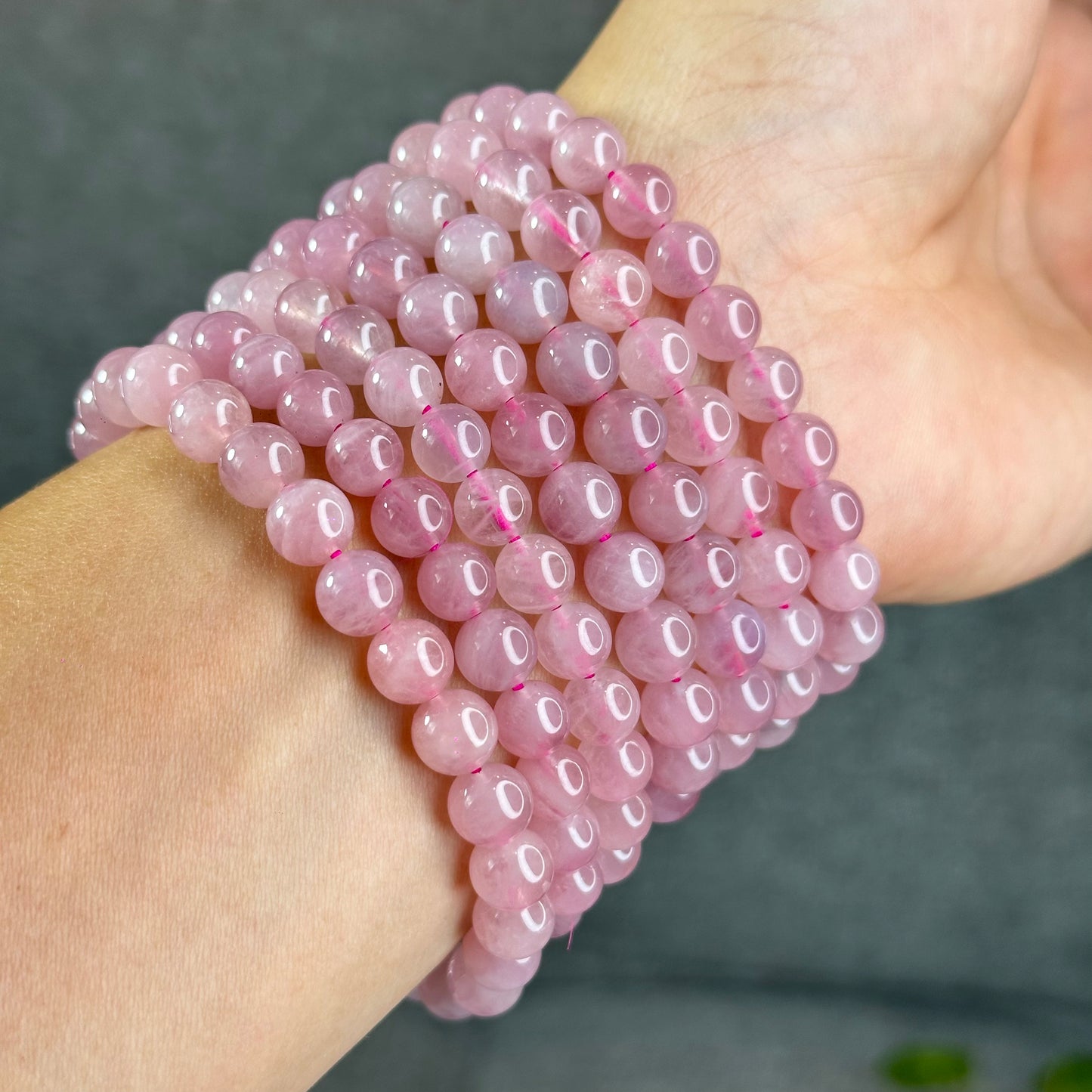 Natural Dark Pink Rose Quarz Bracelet 7-8 mm