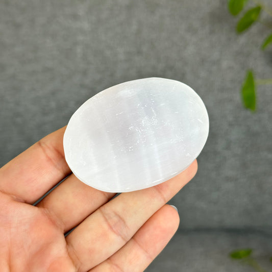 Natural Selenite Palm Stone - Large