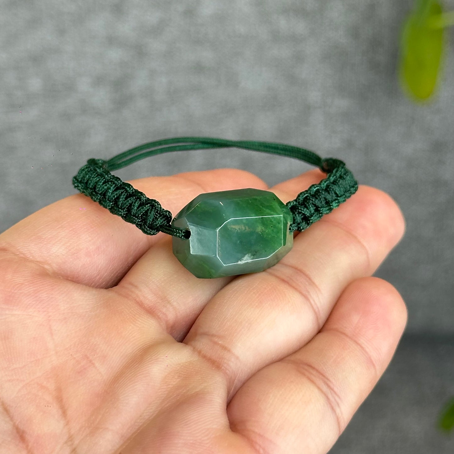 Natural Nephrite Jade Free Style Cut Braided Bracelet