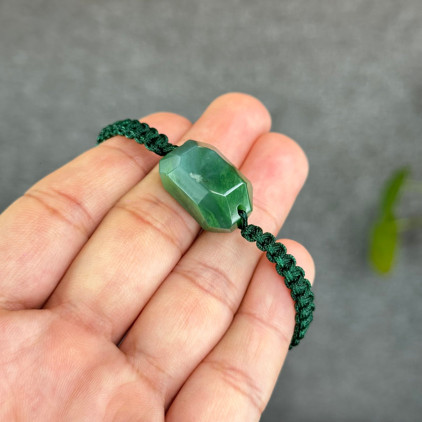 Natural Nephrite Jade Free Style Cut Braided Bracelet