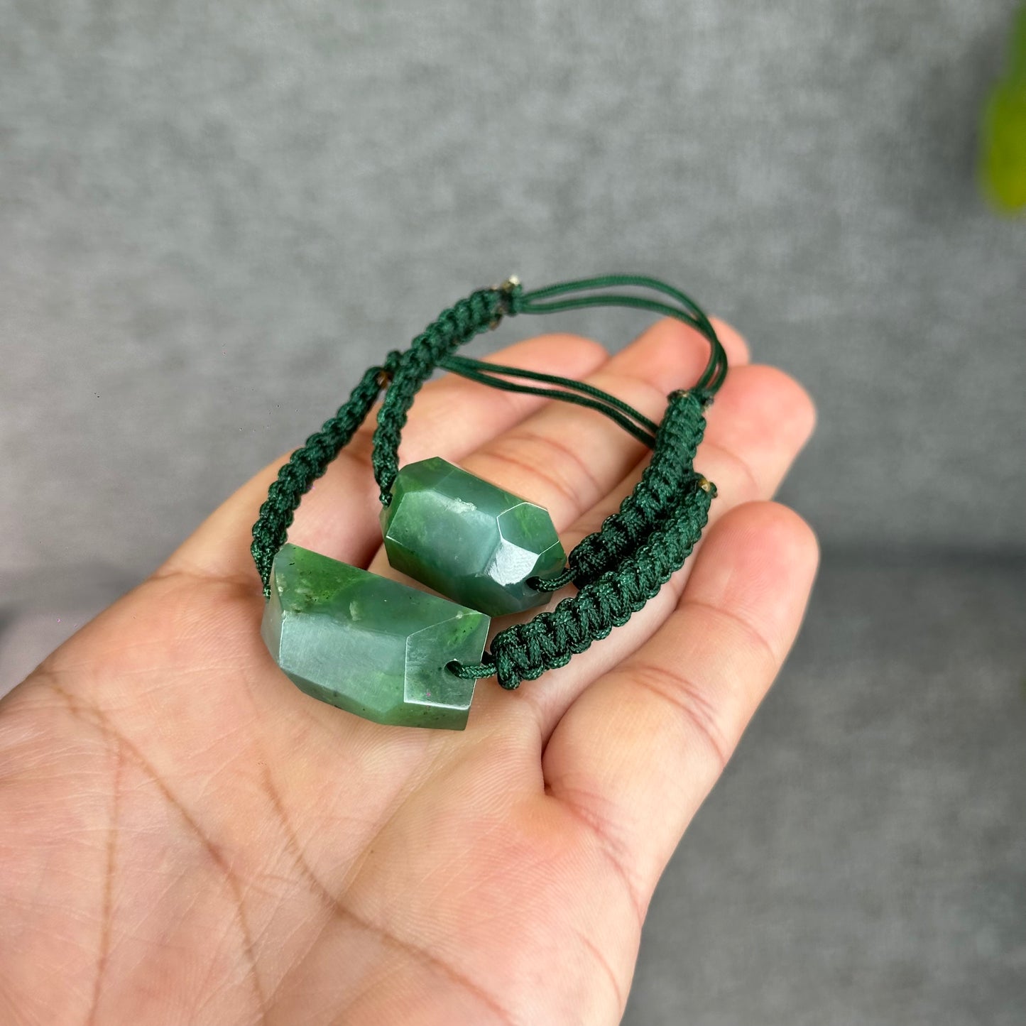 Natural Nephrite Jade Free Style Cut Braided Bracelet
