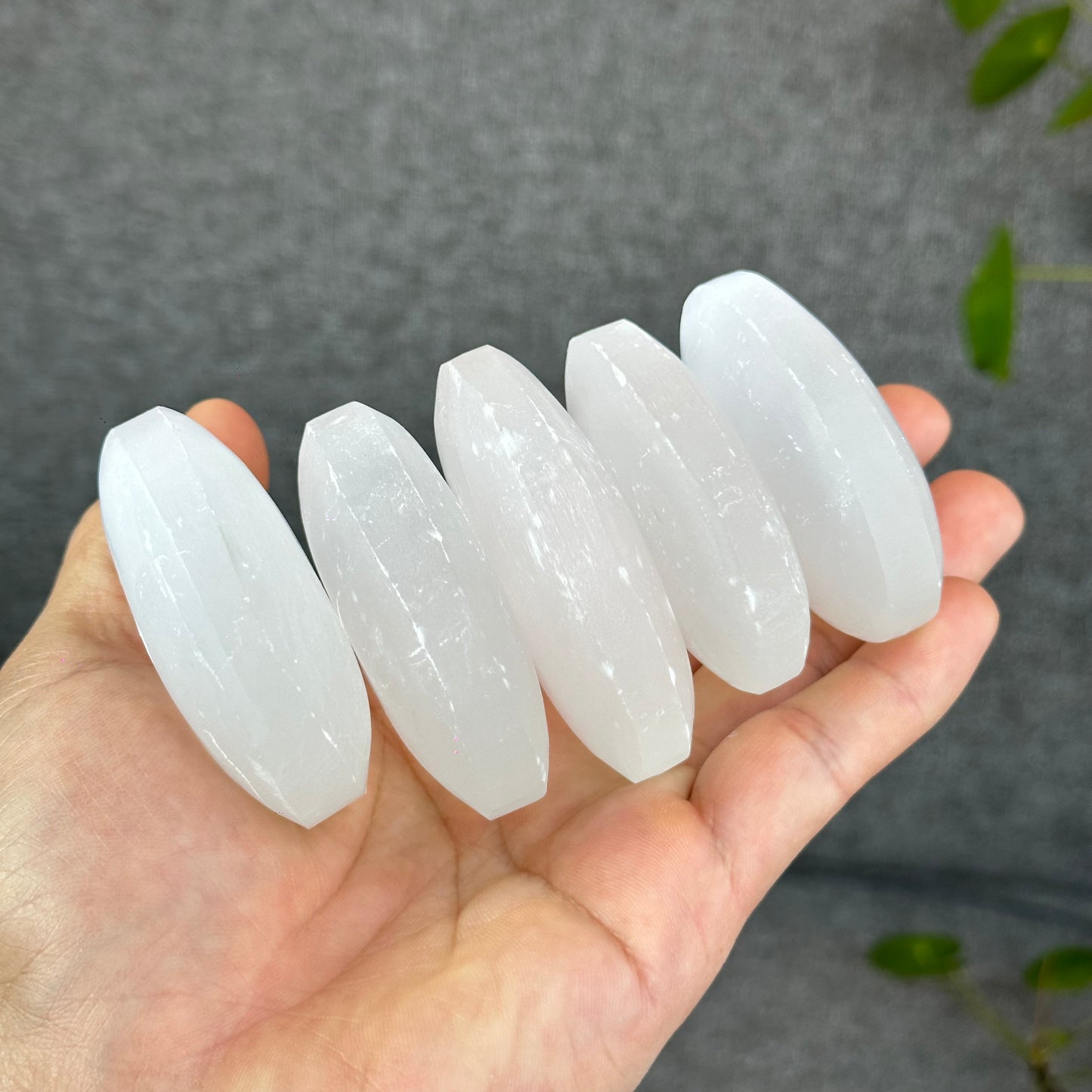 Natural Selenite Palm Stone - Small