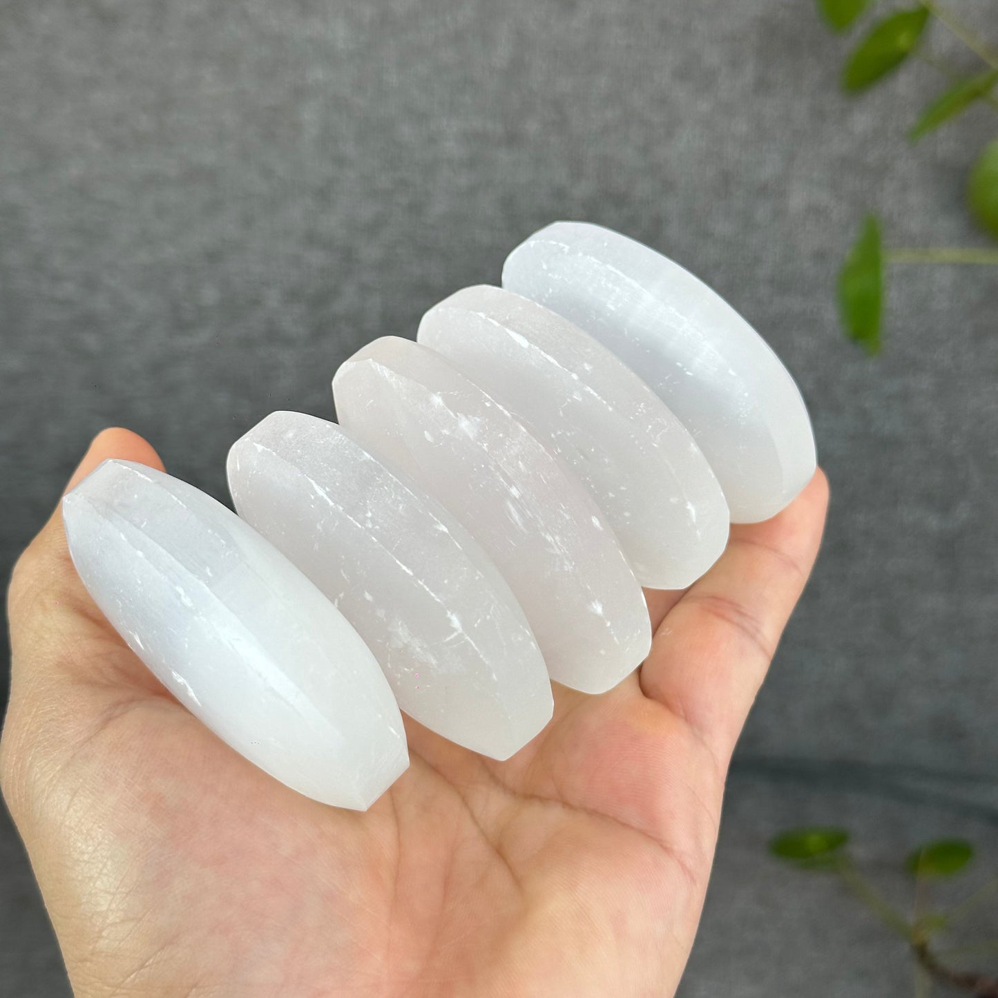 Natural Selenite Palm Stone - Small