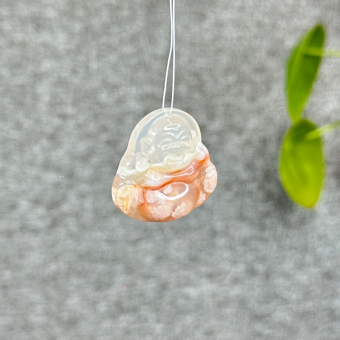 Natural Floral Agate Buddha Charm