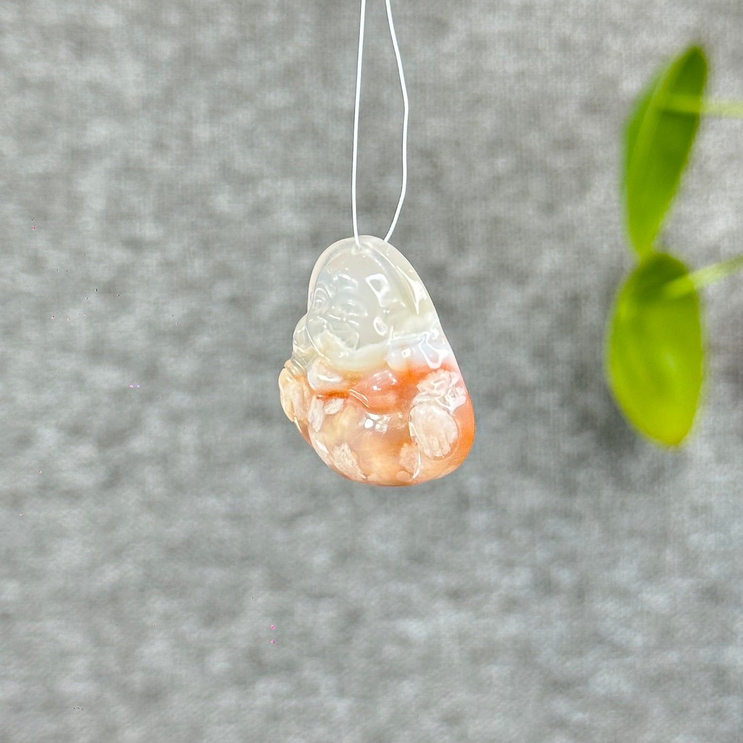 Natural Floral Agate Buddha Charm