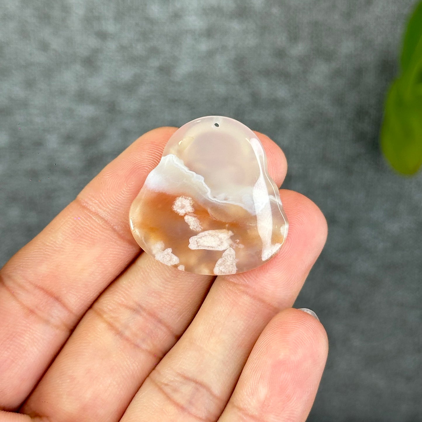 Natural Floral Agate Buddha Charm