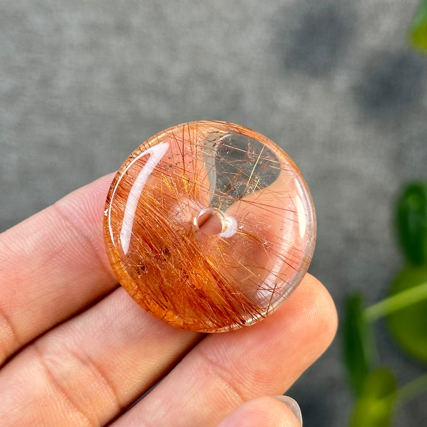 Dong Dieu Natural Red Copper Rutilated Quartz Pendant