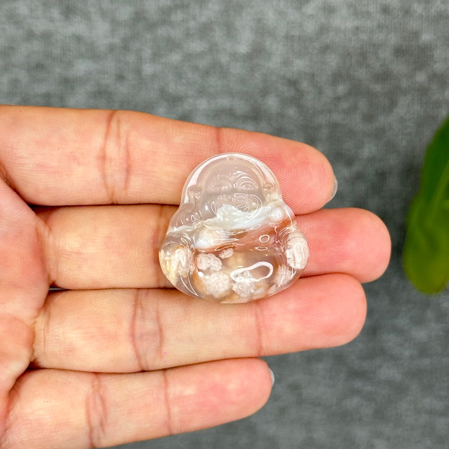 Natural Floral Agate Buddha Charm