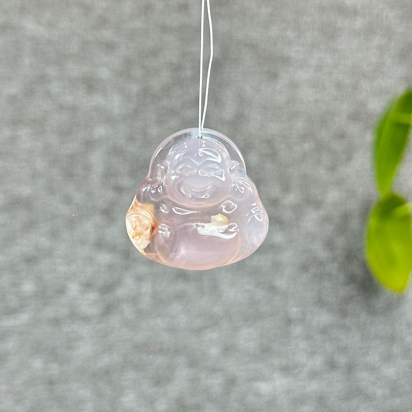 Natural Floral Agate Buddha Charm