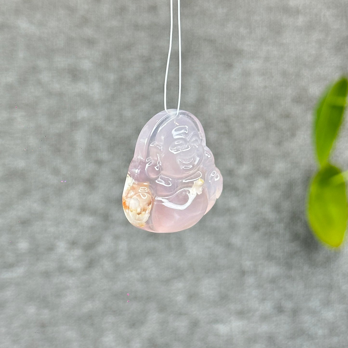 Natural Floral Agate Buddha Charm