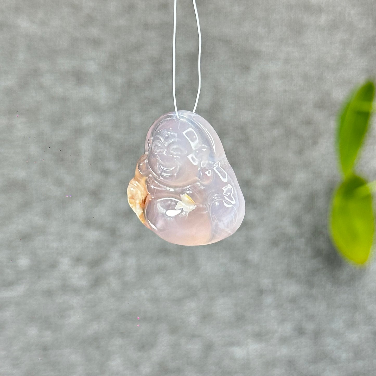 Natural Floral Agate Buddha Charm