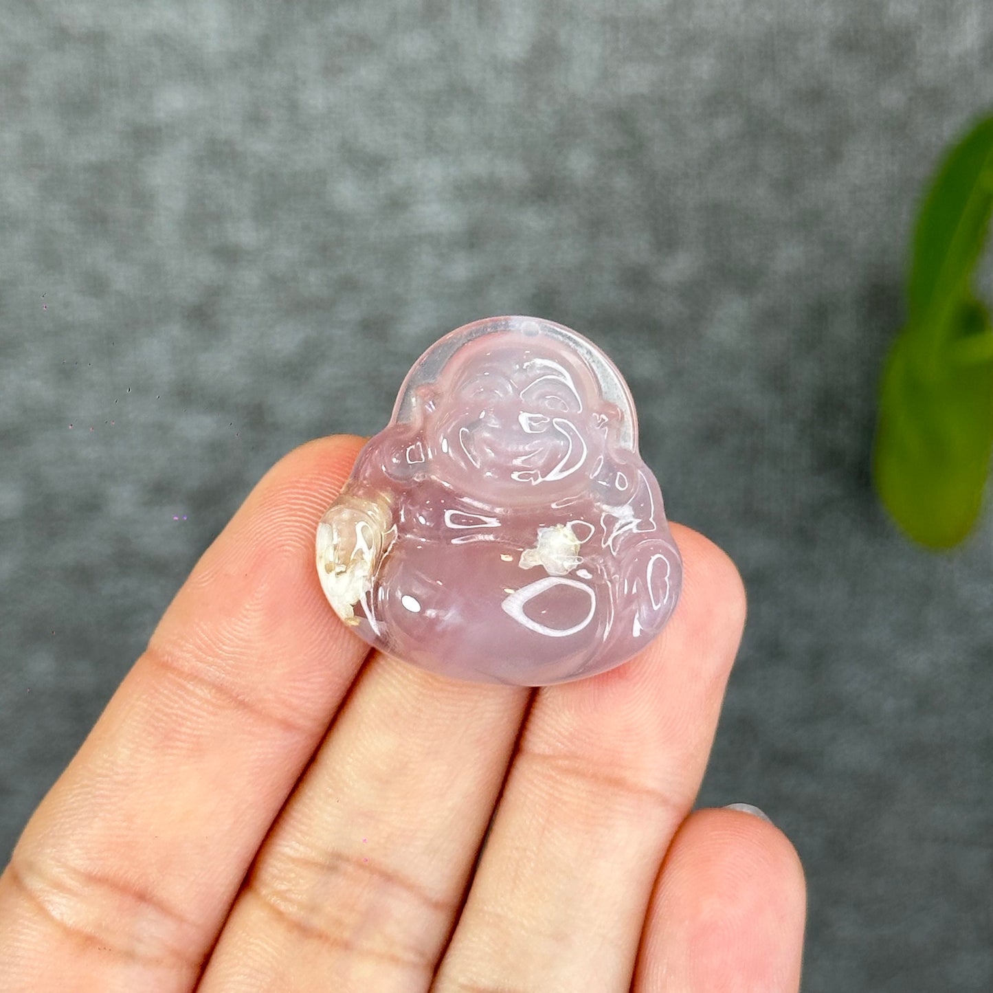 Natural Floral Agate Buddha Charm
