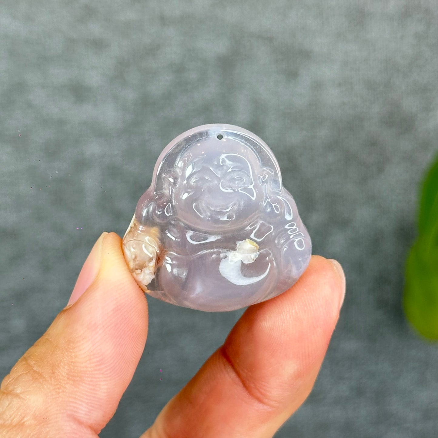 Natural Floral Agate Buddha Charm