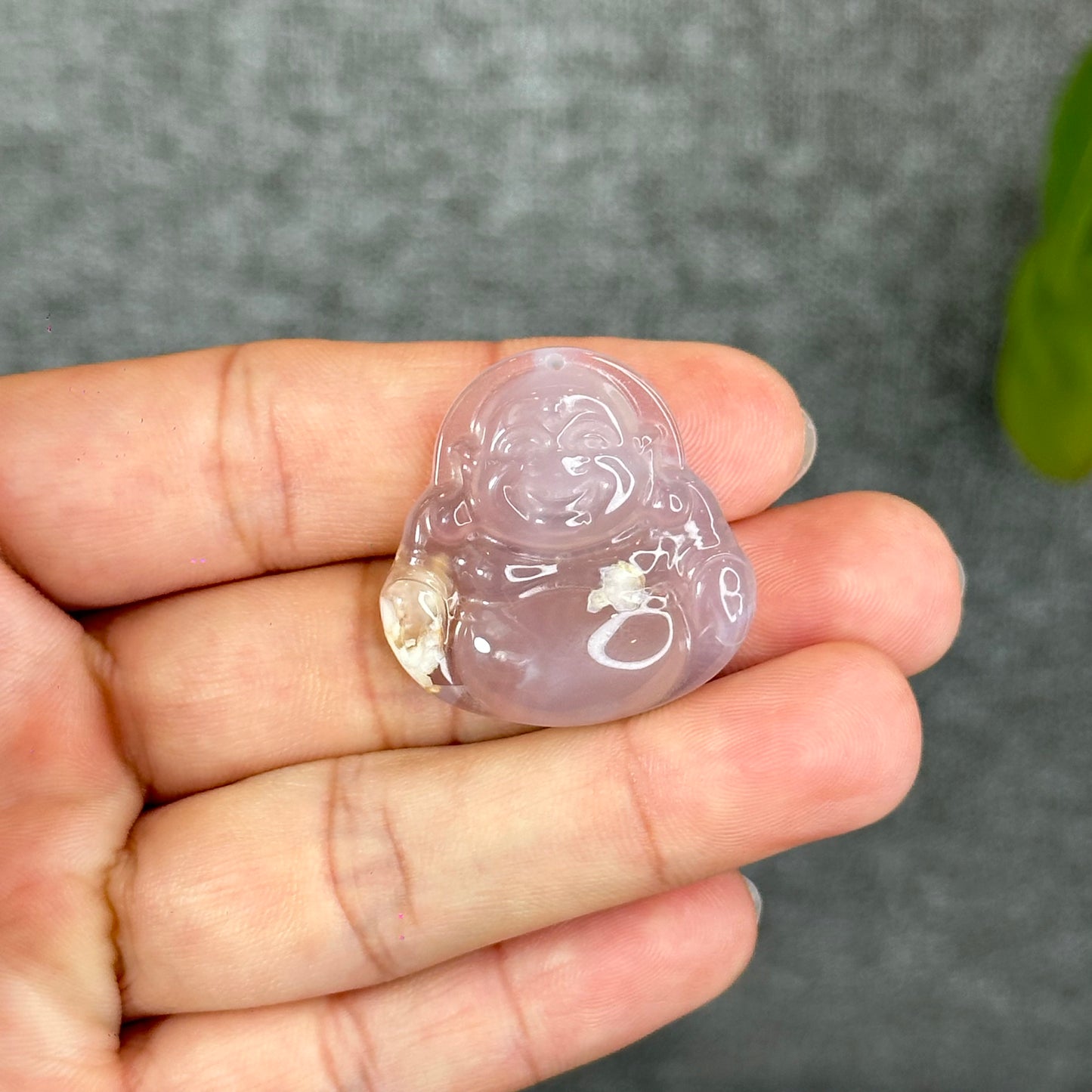 Natural Floral Agate Buddha Charm