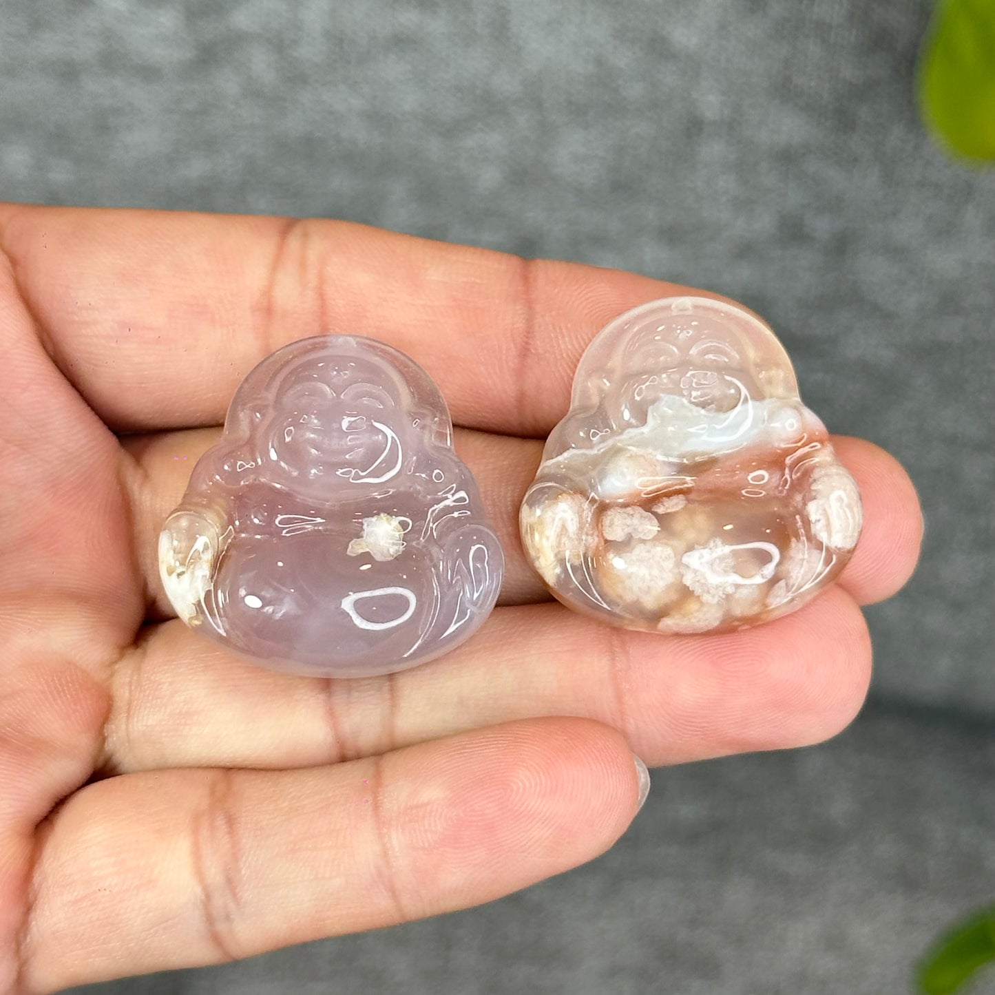 Natural Floral Agate Buddha Charm