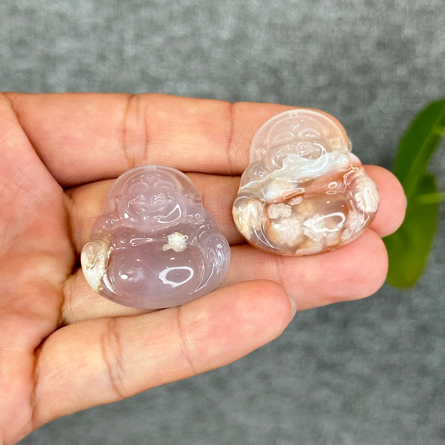 Natural Floral Agate Buddha Charm