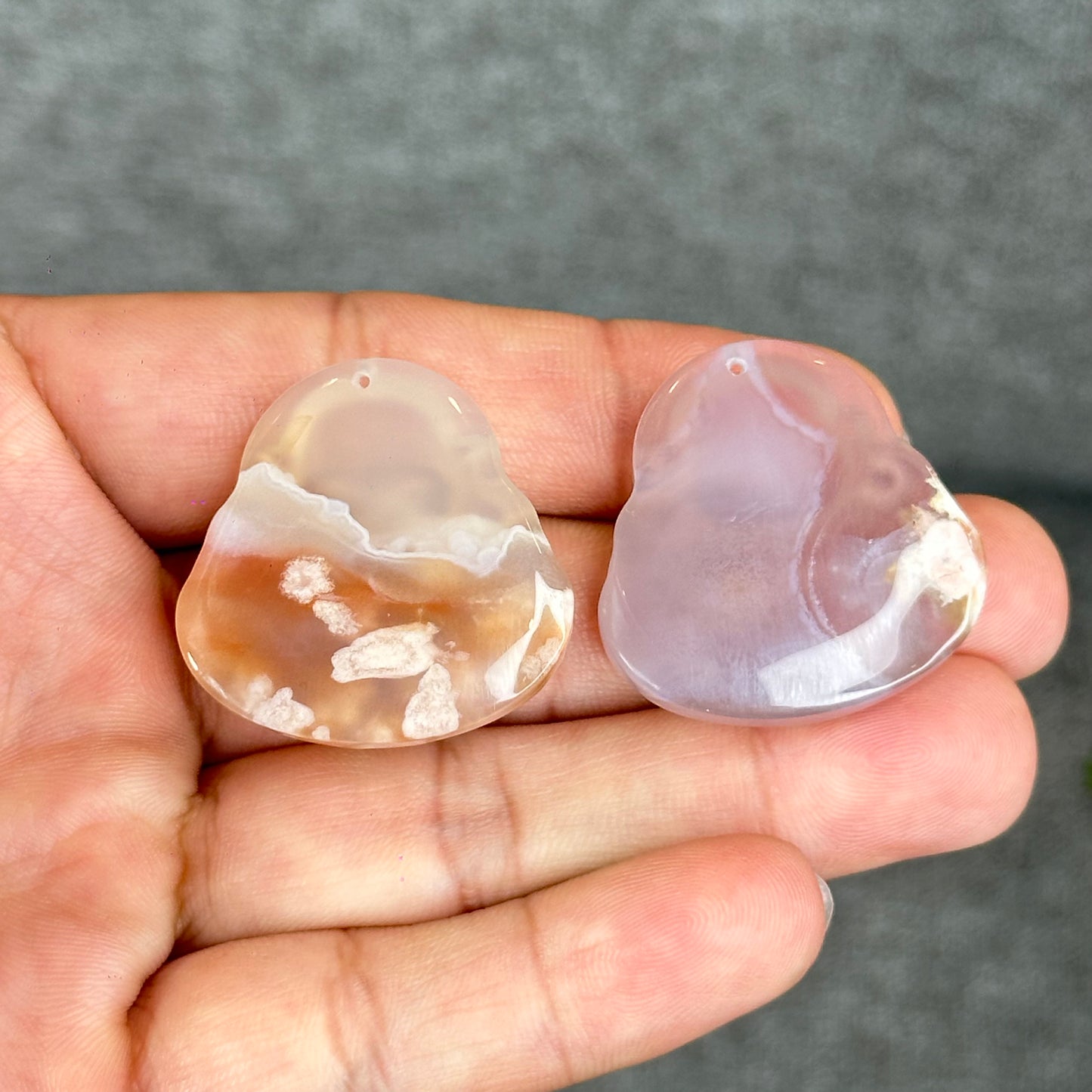 Natural Floral Agate Buddha Charm